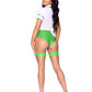 Leg Avenue Nurse Feelgood Snap Crotch Garter Bodysuit with Attached Apron and Hat Headband