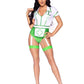 Leg Avenue Nurse Feelgood Snap Crotch Garter Bodysuit with Attached Apron and Hat Headband