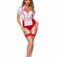 Leg Avenue Nurse Feelgood Snap Crotch Garter Bodysuit with Attached Apron and Hat Headband