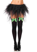 Load image into Gallery viewer, Leg Avenue Nylon Over The Knee with Bow - Black/Green - One Size
