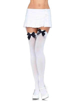 Load image into Gallery viewer, Leg Avenue Nylon Over The Knee with Bow - Black/White - One Size
