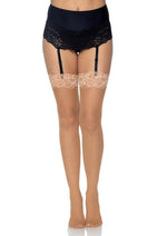 Load image into Gallery viewer, Leg Avenue Nylon Sheer Thi-Hi with Lace Top