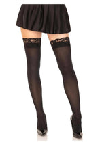 Load image into Gallery viewer, Leg Avenue Nylon Stocking with Lace Top - Black - One Size