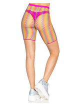 Load image into Gallery viewer, Leg Avenue Ombre Rainbow Woven Net Biker Shorts - Os - Multicolor
