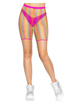 Load image into Gallery viewer, Leg Avenue Ombre Rainbow Woven Net Biker Shorts - Os - Multicolor
