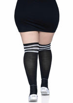 Load image into Gallery viewer, Leg Avenue Over The Knee Athletic Socks - Black/White - Queen/XLarge/XXLarge