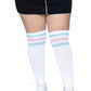 Leg Avenue Over The Knee Athletic Socks - Blue/Pink - Queen/XLarge/XXLarge