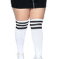 Leg Avenue Over The Knee Athletic Socks - Black/White - Queen/XLarge/XXLarge