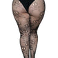 Leg Avenue Pirate Booty Skull Net Pantyhose - Black - Queen/XLarge/XXLarge