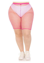 Load image into Gallery viewer, Leg Avenue Plus Size Industrial Net Biker Shorts - 1x-2x - Pink
