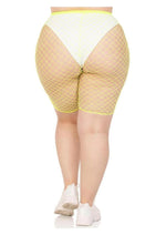 Load image into Gallery viewer, Leg Avenue Plus Size Industrial Net Biker Shorts - 1x-2x - Yellow
