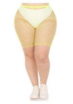 Load image into Gallery viewer, Leg Avenue Plus Size Industrial Net Biker Shorts - 1x-2x - Yellow
