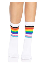 Load image into Gallery viewer, Leg Avenue Pride Crew Socks - Rainbow - One Size
