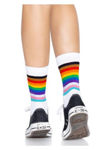 Load image into Gallery viewer, Leg Avenue Pride Crew Socks - Rainbow - One Size
