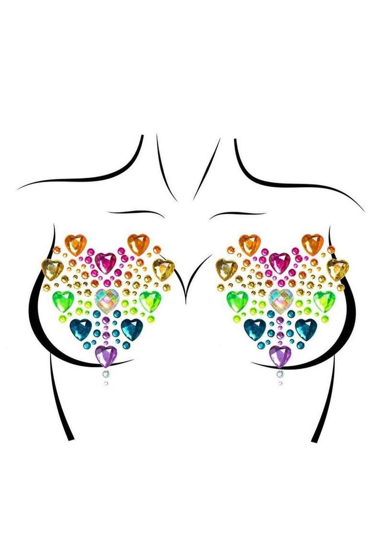 Leg Avenue Prism Nipple Jewels Stickers and Body Glitter (2 Packets - Multicolor