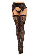 Load image into Gallery viewer, Leg Avenue Rachel Lace Thigh Highs and Crossover Garter Belt
