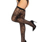 Leg Avenue Rachel Lace Thigh Highs and Crossover Garter Belt - Black - One Size - 2pc