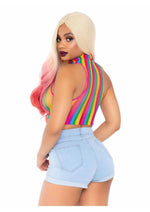 Load image into Gallery viewer, Leg Avenue Rainbow Net High Neck Crop Top - One Size
