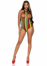 Load image into Gallery viewer, Leg Avenue Rasta Net Snap Crotch Racer Back Bodysuit
