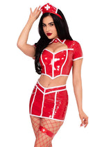 Load image into Gallery viewer, Leg Avenue Red Alert Nurse Costume - Red - Large - 4 Piece

