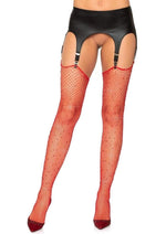 Load image into Gallery viewer, Leg Avenue Rhinestone Fishnet Stockings - Red - One Size
