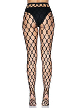 Load image into Gallery viewer, Leg Avenue Rhinestone Jumbo Pothole Net Tights - Black - One Size