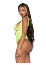 Load image into Gallery viewer, Leg Avenue Rhinestone Mesh Wrap Around Bikini Top and Suspender Bodysuit