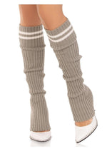Load image into Gallery viewer, Leg Avenue Ribbed Stirrup Leg Warmers with Athletic Stripe