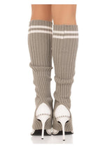 Load image into Gallery viewer, Leg Avenue Ribbed Stirrup Leg Warmers with Athletic Stripe