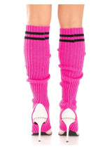 Load image into Gallery viewer, Leg Avenue Ribbed Stirrup Leg Warmers with Athletic Stripe