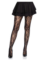 Load image into Gallery viewer, Leg Avenue Seamless Chantilly Floral Lace Tights - Black - One Size