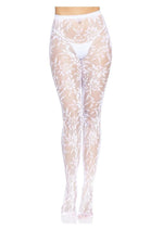 Load image into Gallery viewer, Leg Avenue Seamless Chantilly Floral Lace Tights - Red - One Size