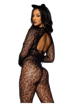 Load image into Gallery viewer, Leg Avenue Seamless Leopard Net Gloved Catsuit
