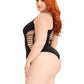 Leg Avenue Seamless Shredded Racer Back Thong Bodysuit - 1x-2x - Black