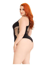 Load image into Gallery viewer, Leg Avenue Seamless Shredded Racer Back Thong Bodysuit - 1x-2x - Black