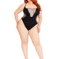 Leg Avenue Seamless Shredded Racer Back Thong Bodysuit - 1x-2x