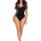 Leg Avenue Sequin Boned Snap Crotch Bodysuit with Detachable Clear Strap