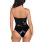 Leg Avenue Sequin Boned Snap Crotch Bodysuit with Detachable Clear Strap