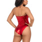 Leg Avenue Sequin Boned Snap Crotch Bodysuit with Detachable Clear Strap