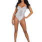 Leg Avenue Sequin Boned Snap Crotch Bodysuit with Detachable Clear Strap