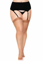 Leg Avenue Sheer Backseam Stockings - Plus - Tan - Queen