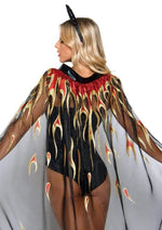 Load image into Gallery viewer, Leg Avenue Sheer Glitter Flame Devil Cape and Devil Horns - Black - One Size - 2 Piece
