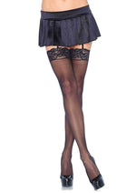 Load image into Gallery viewer, Leg Avenue Sheer Nylon Thigh High with Lace Top - Black - One Size