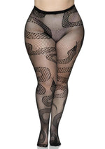 Load image into Gallery viewer, Leg Avenue Snake Net Tights - Black - Queen/XLarge/XXLarge
