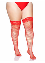 Load image into Gallery viewer, Leg Avenue Spandex Industrial Net Thigh Highs with Stay Up Silicone Lace Top - 1x-2x
