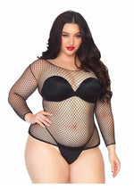 Load image into Gallery viewer, Leg Avenue Spandex Long Sleeved Industrial Net Shirt - Black - 1x-2x
