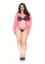 Load image into Gallery viewer, Leg Avenue Spandex Long Sleeved Industrial Net Shirt - Pink - 1x-2x
