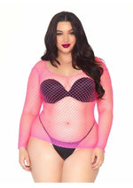 Load image into Gallery viewer, Leg Avenue Spandex Long Sleeved Industrial Net Shirt - Pink - 1x-2x
