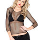 Leg Avenue Spandex Long Sleeved Industrial Net Shirt - Black - One Size