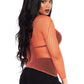 Leg Avenue Spandex Long Sleeved Industrial Net Shirt - Coral/Orange - One Size